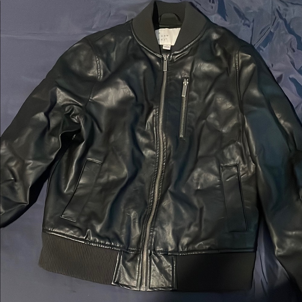 Women’s Black Leather Bomber Jacket